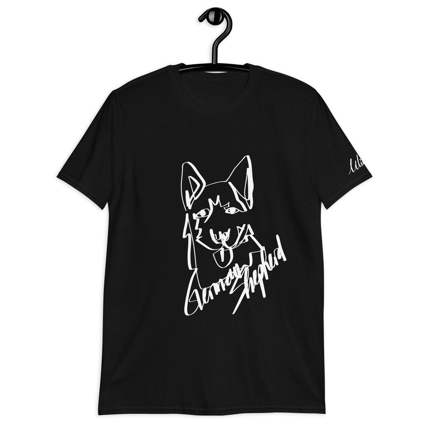 German Shepherd Print Black T-Shirt