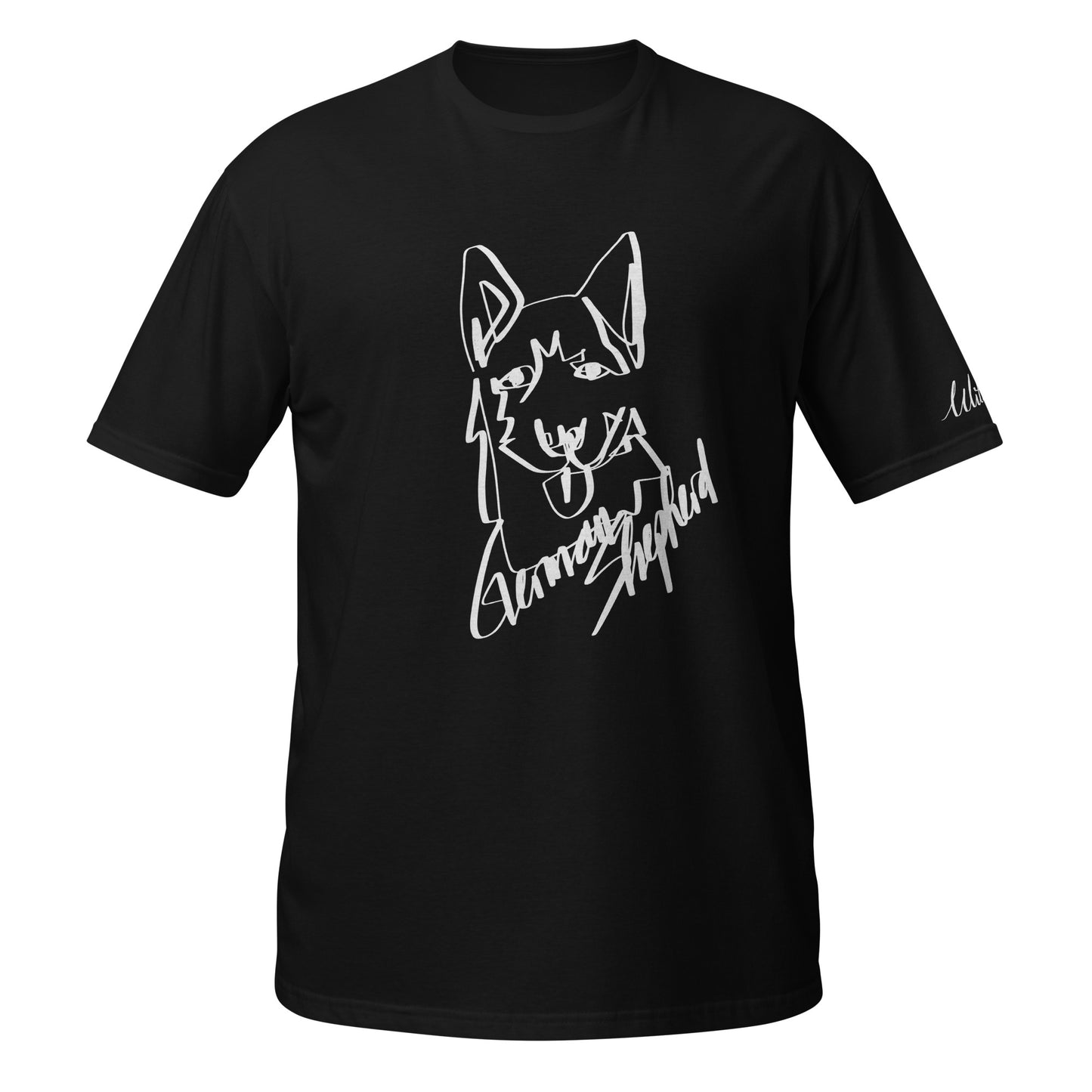German Shepherd Print Black T-Shirt