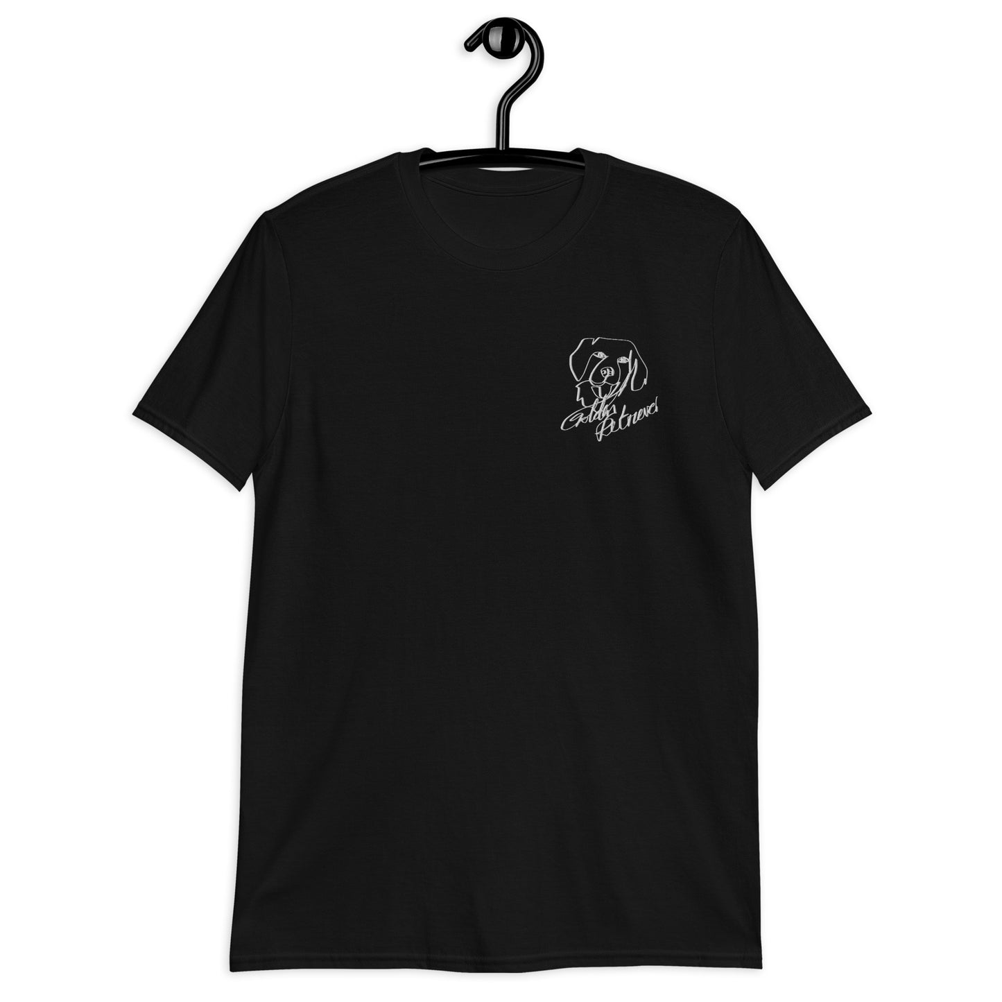 Golden Retriever Embroidery Black T-Shirt