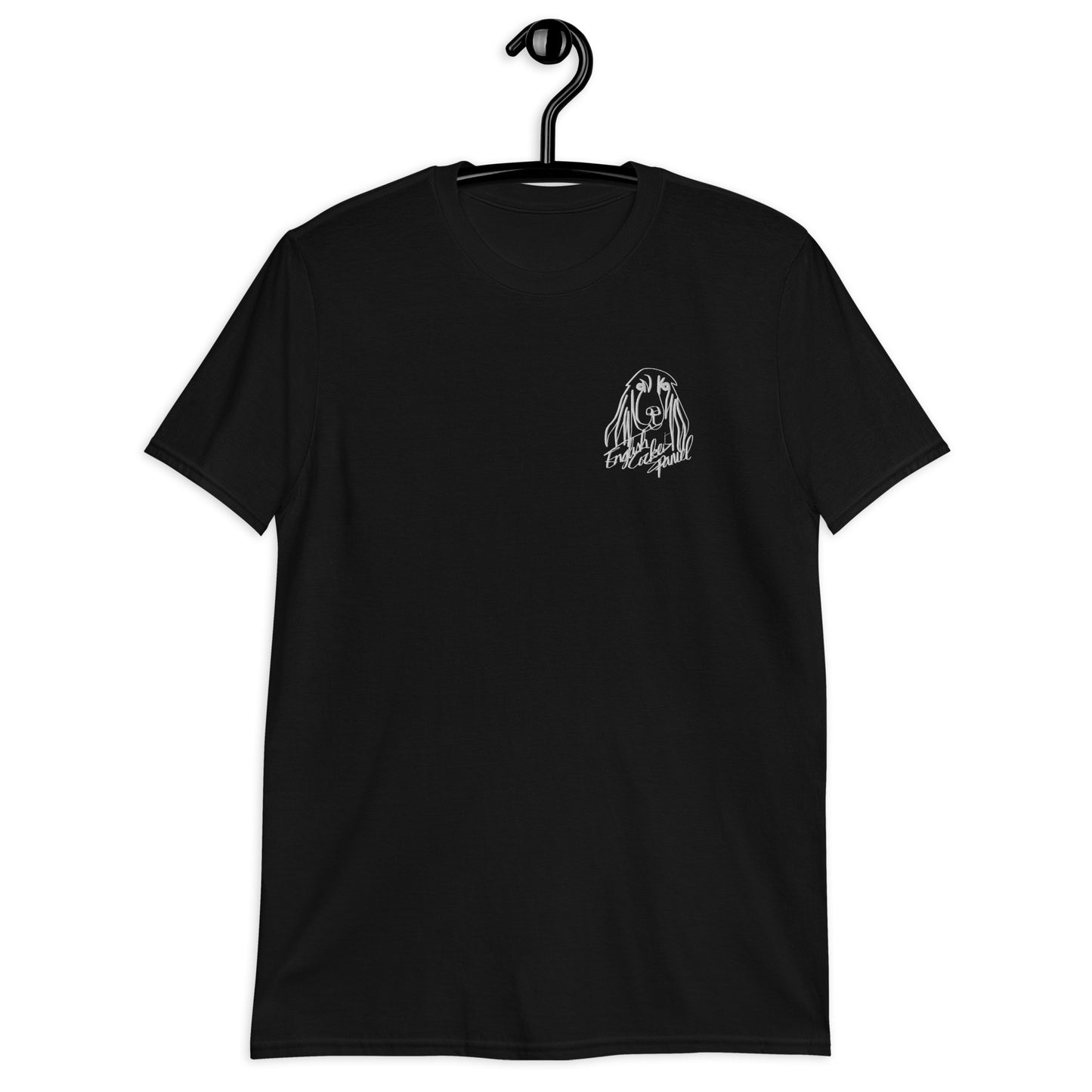 English Cocker Spaniel Embroidery Black T-Shirt