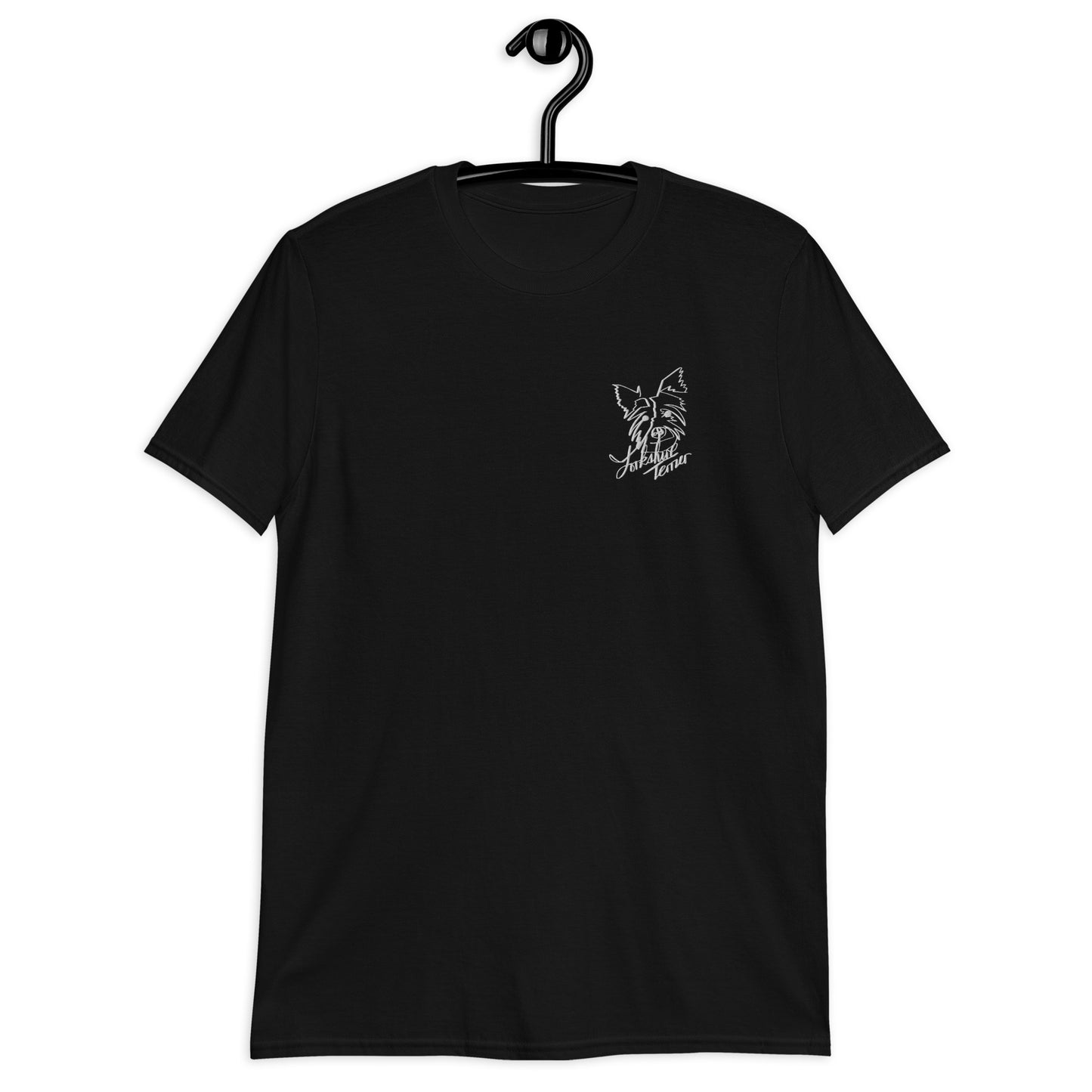 Yorkshire Terrier Embroidery Black T-Shirt
