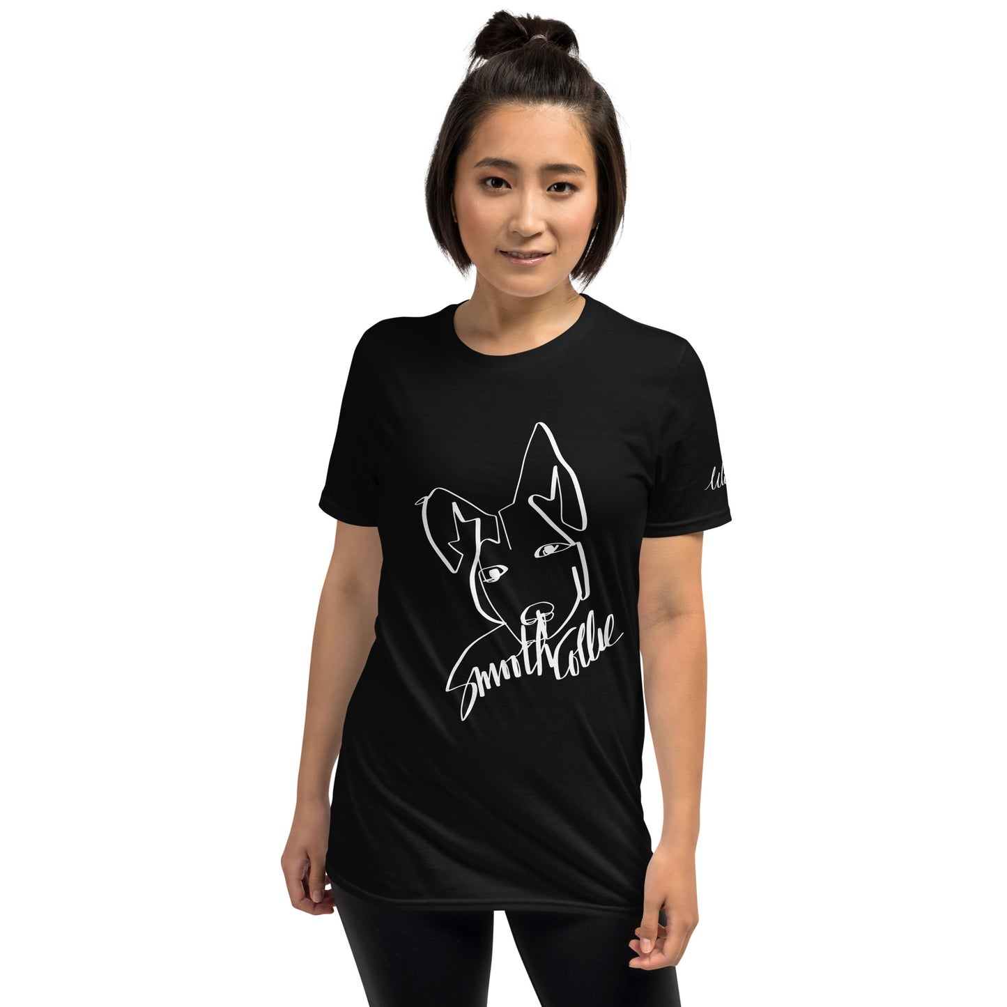 Smooth Collie Print Black T-Shirt