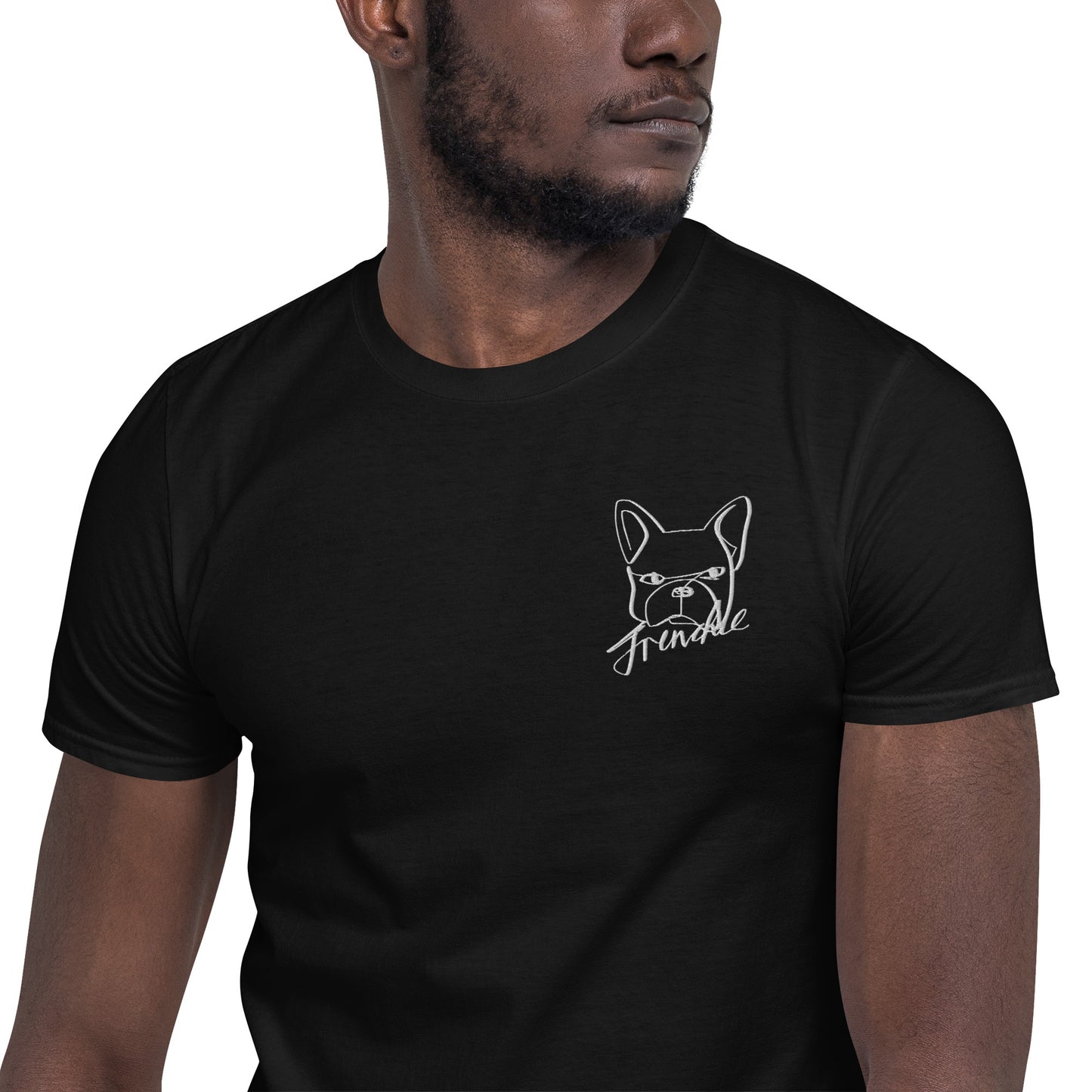 French Bulldog Embroidery Black T-Shirt