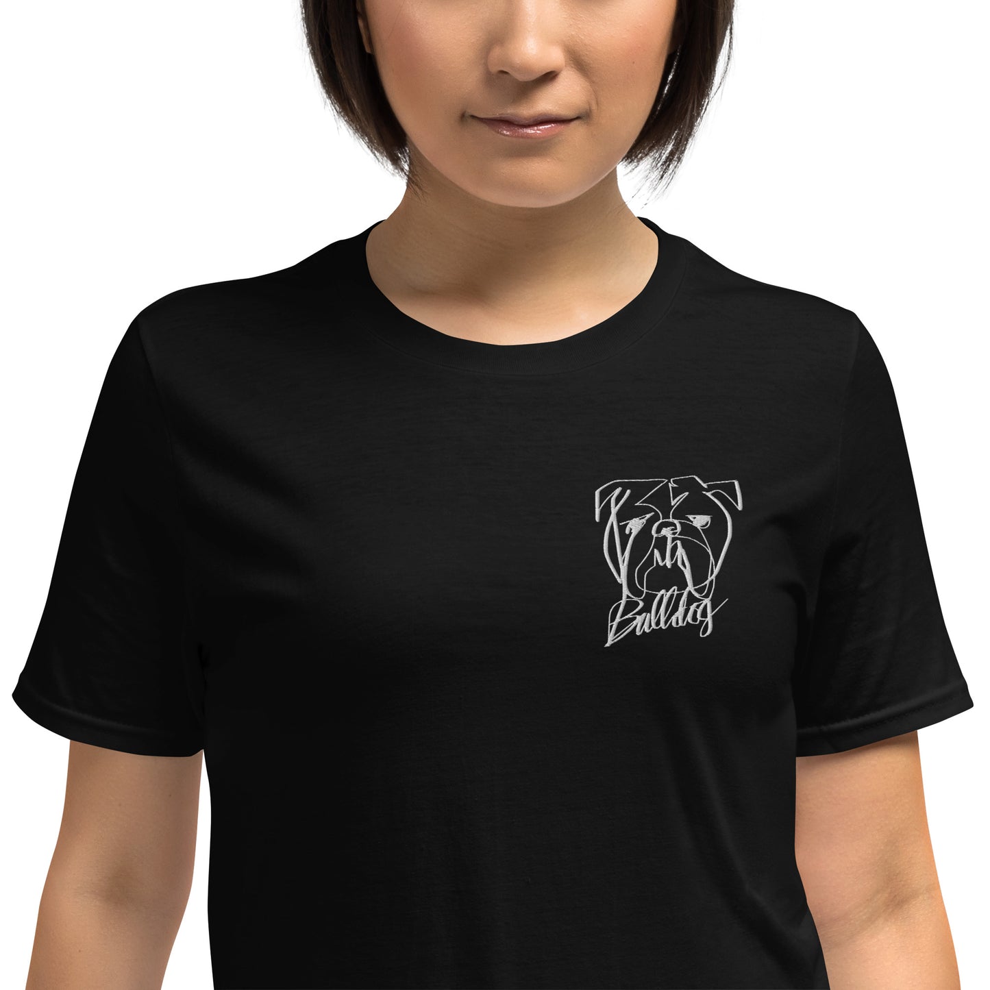 Bulldog Embroidery Black T-Shirt