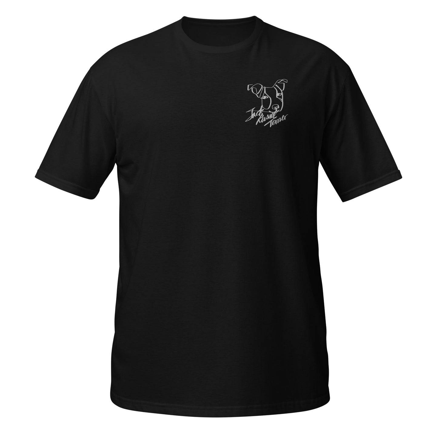 Jack Russel Terrier Embroidery Black T-Shirt