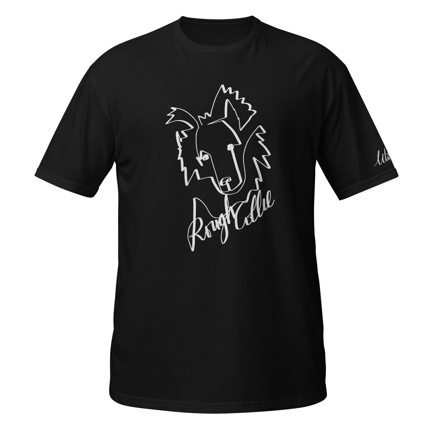 Rough Collie Print Black T-Shirt