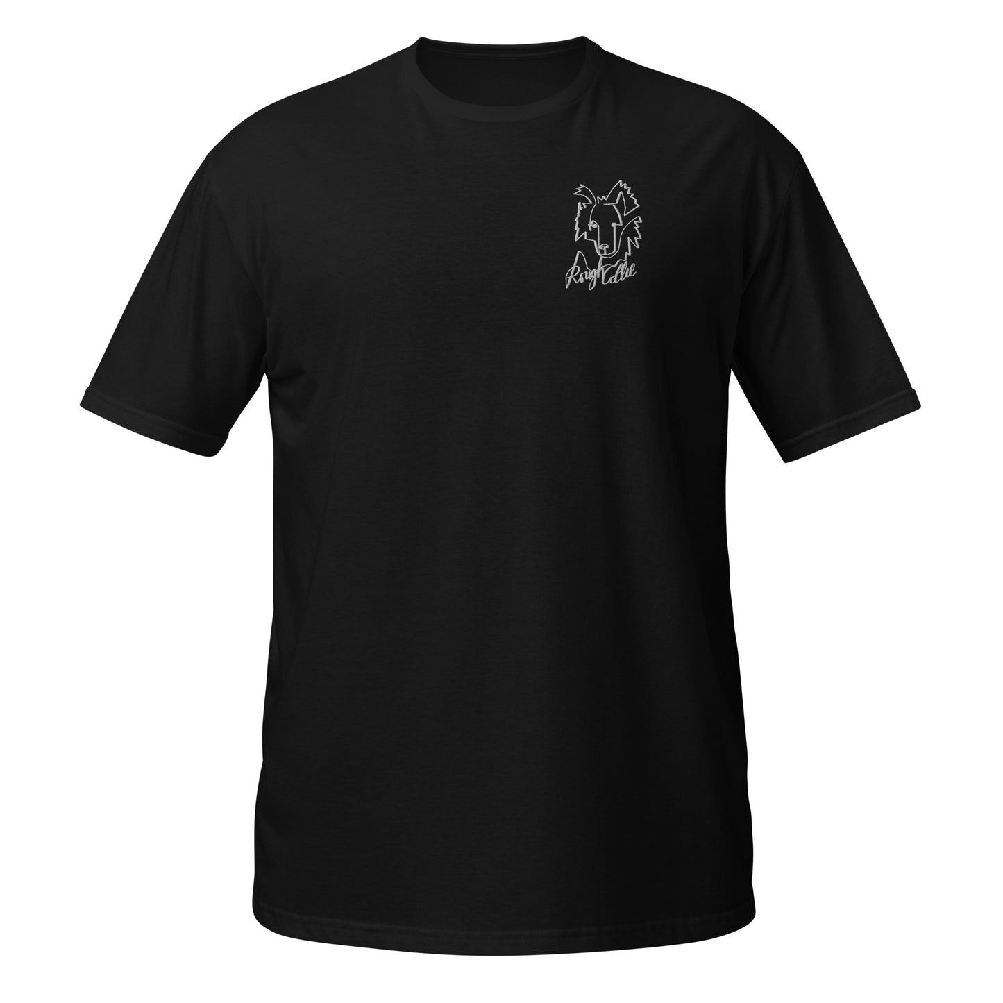 Rough Collie Embroidery Black T-Shirt
