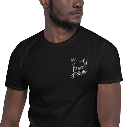 French Bulldog Embroidery Black T-Shirt