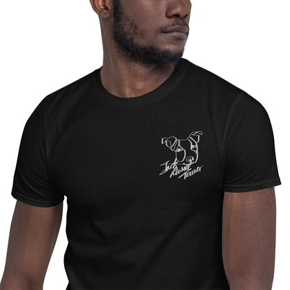 Jack Russel Terrier Embroidery Black T-Shirt