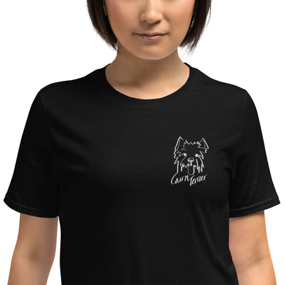 Cairn Terrier Embroidery Black T-Shirt