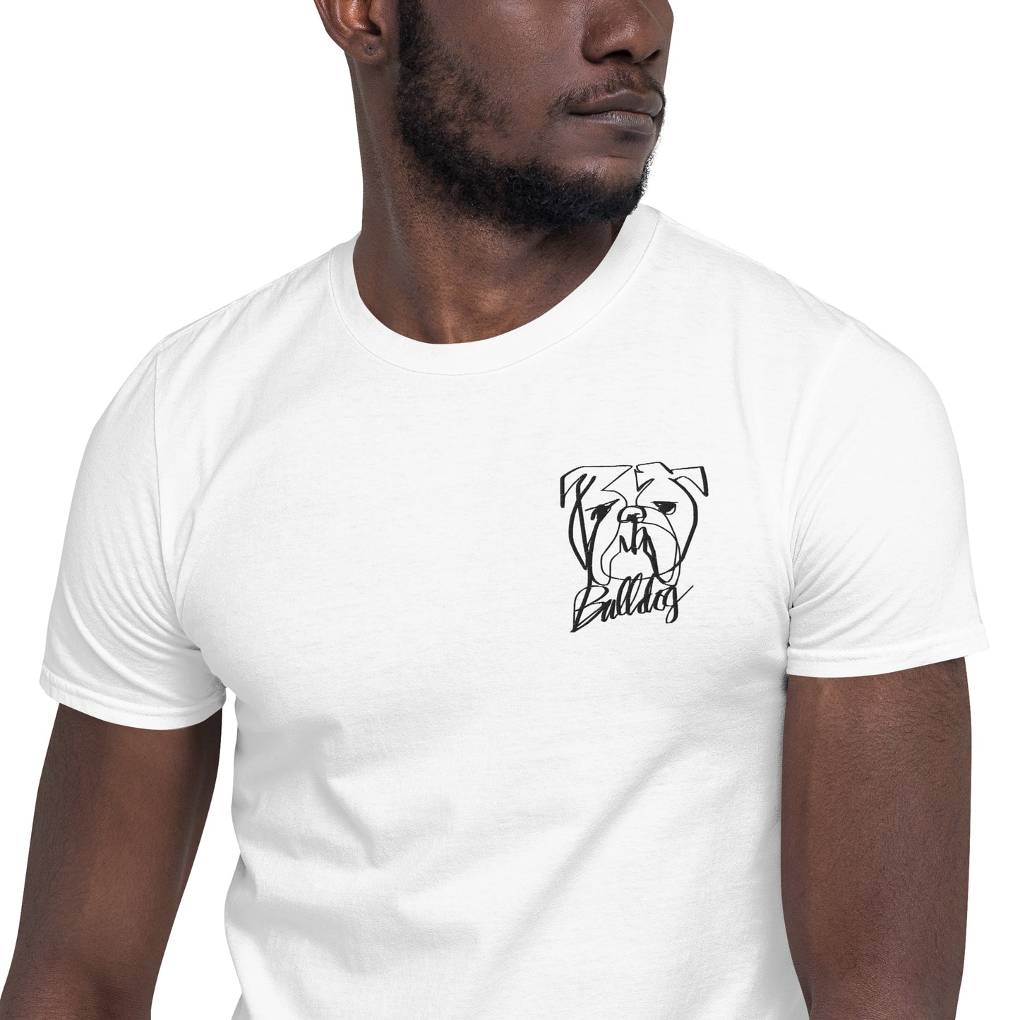 Bulldog Embroidery White T-Shirt
