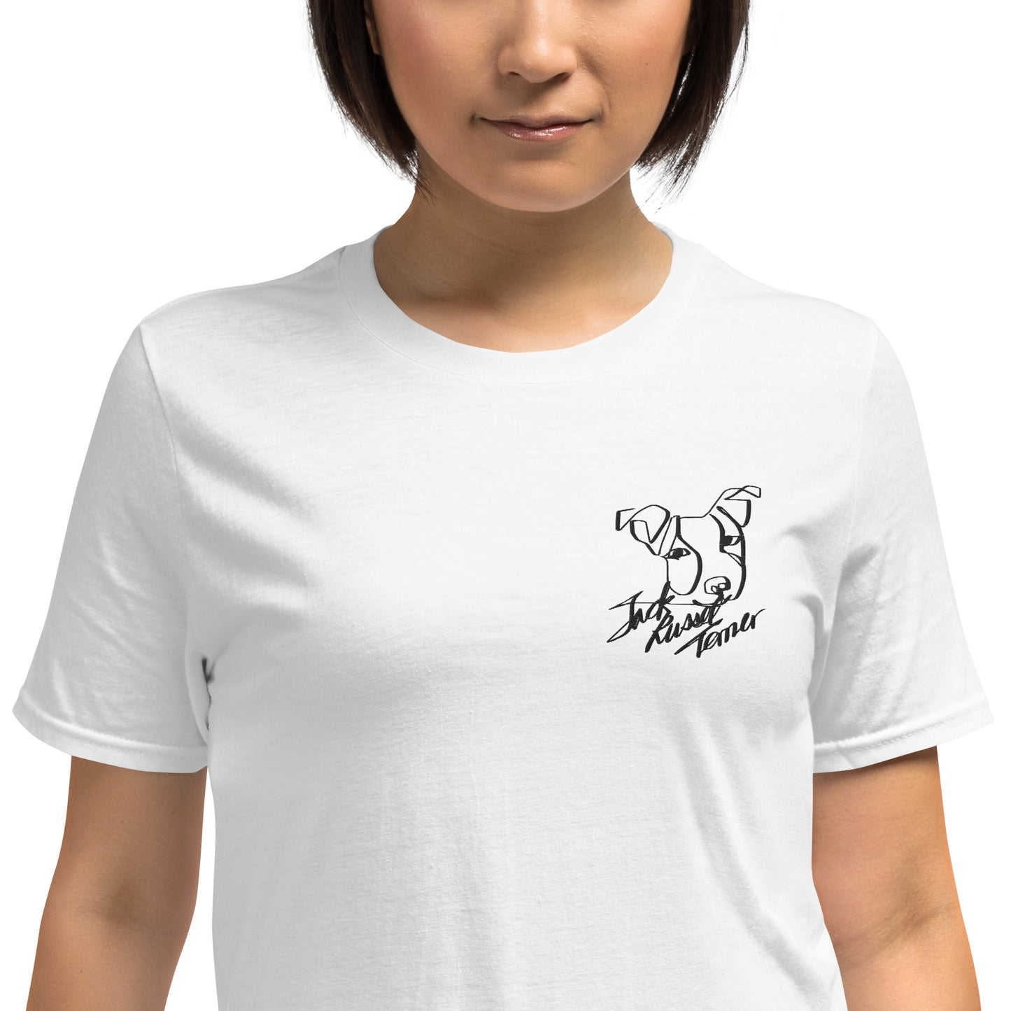 Jack Russel Terrier Embroidery White T-Shirt