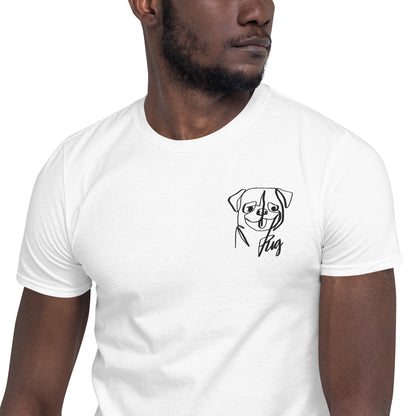 Pug Embroidery White T-Shirt